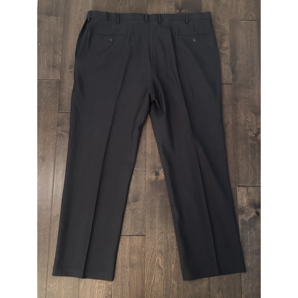 Haggar Repreve Mens Flat Front Dress Pants Size 44X32 Dark Grey Expandable Waist